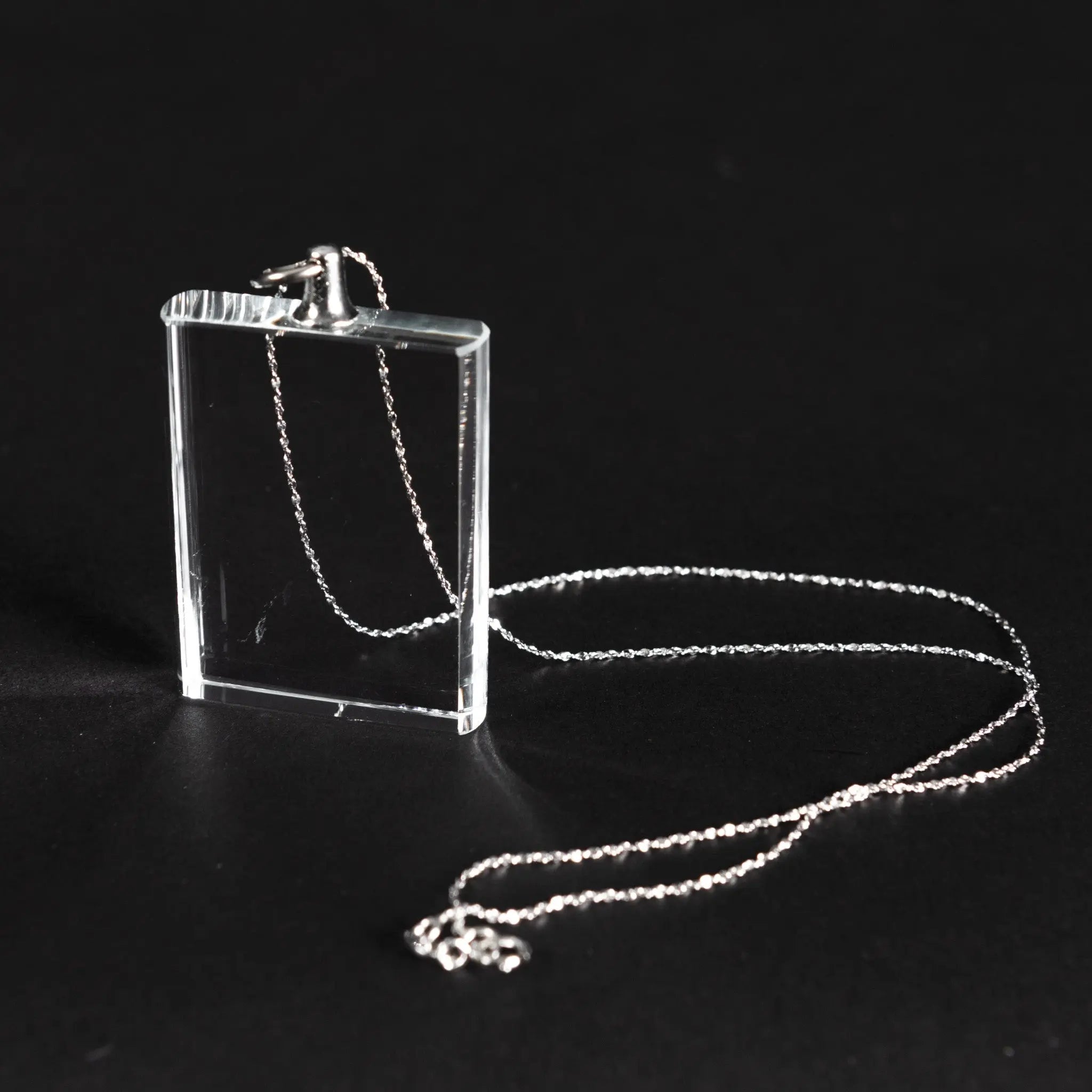 2D Crystal Necklace with Silver Chain - Customised Crystal Photo Necklace - Forever-Always