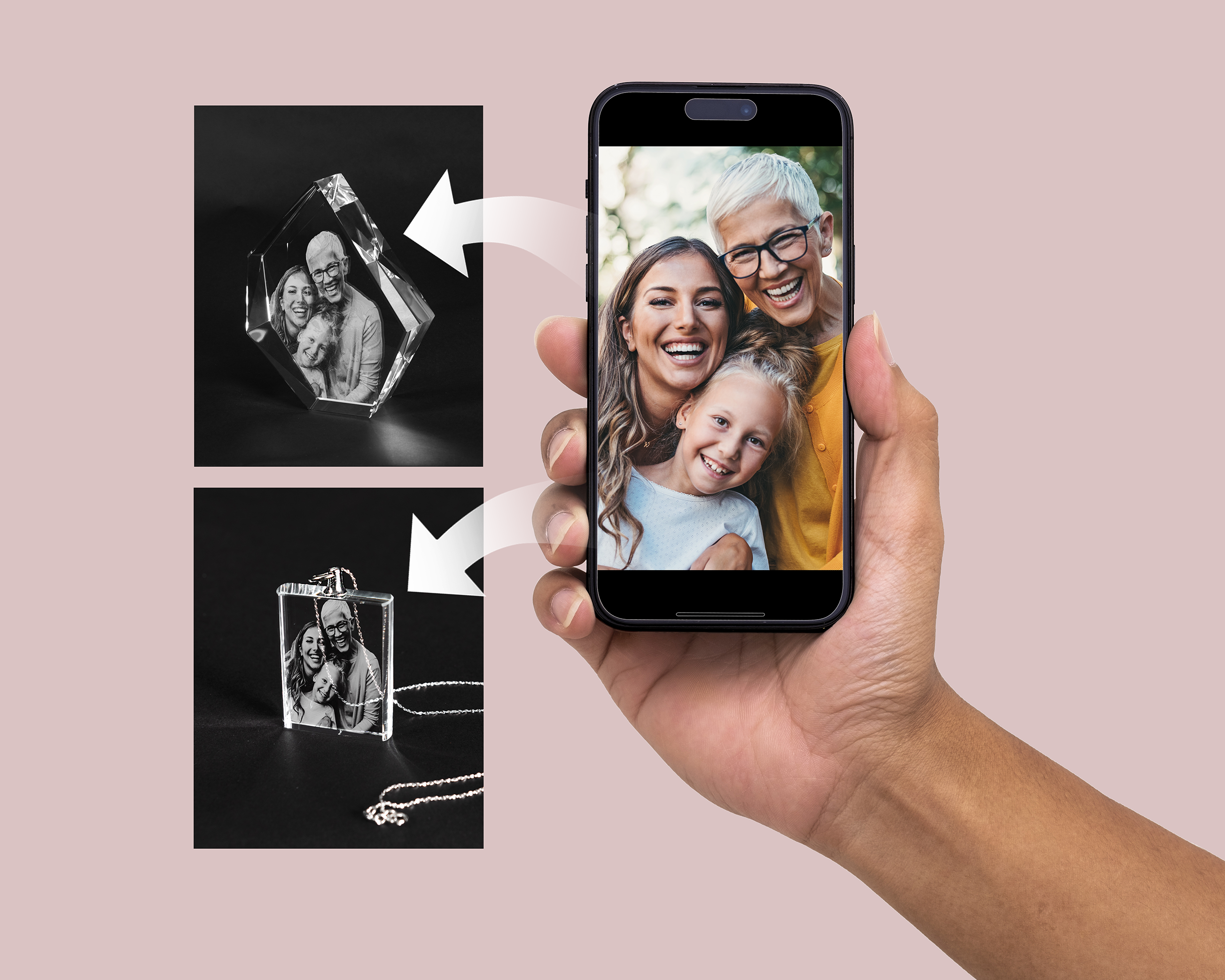 phone image to 3d crystals photo