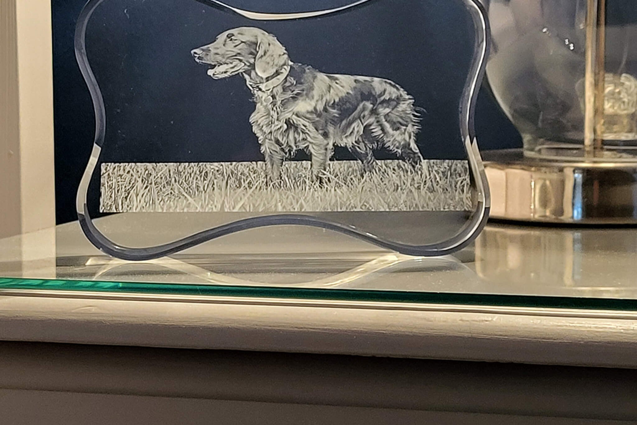 3D Crystal Photo - Dog Bone Shape -  Made in UK forever-always.co.uk