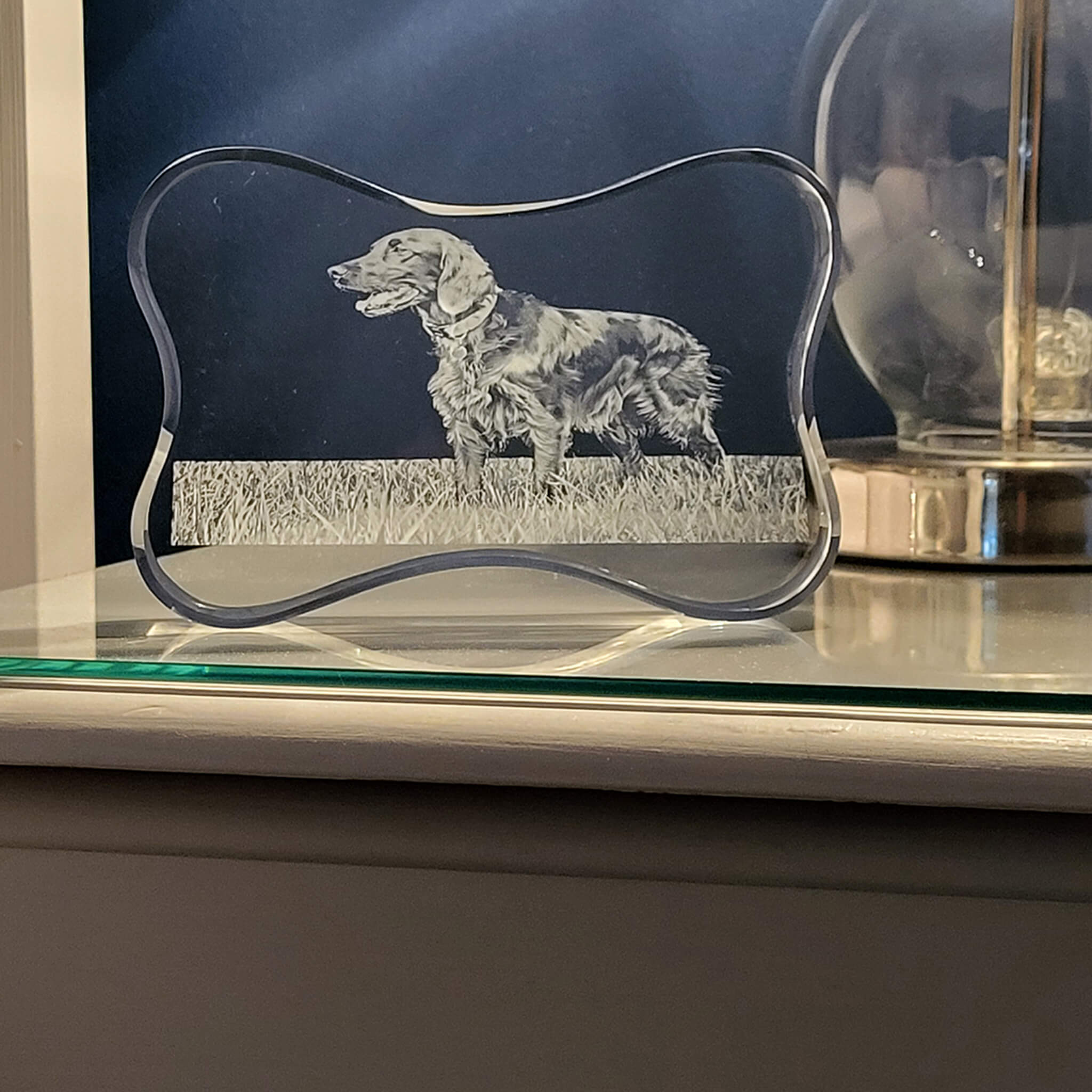 3D Crystal Photo - Dog Bone Shape -  Made in UK forever-always.co.uk