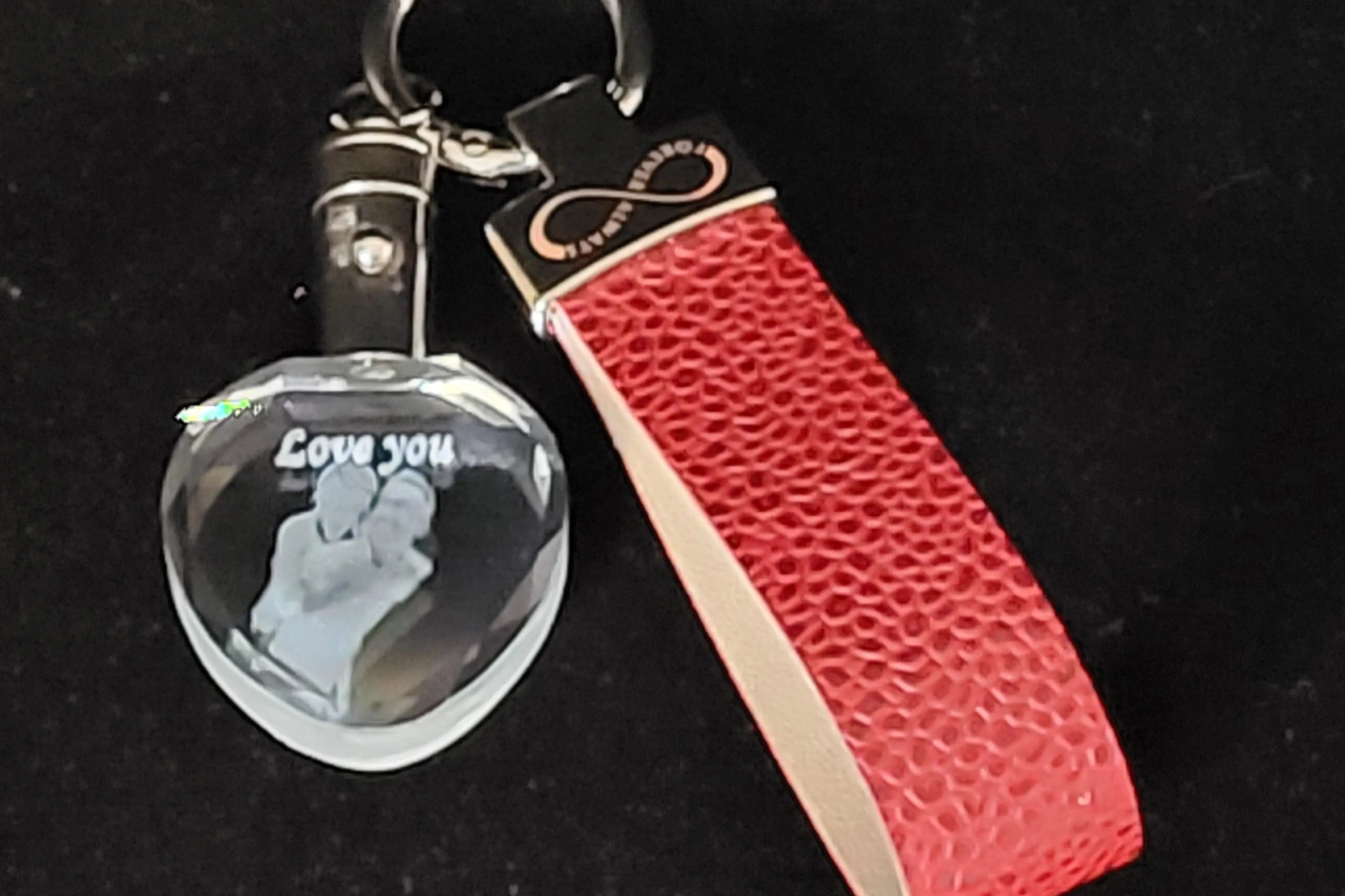 3D Photo Crystal keyring in  soft leather 