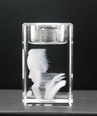memorial candle in 3d crystal side profile 