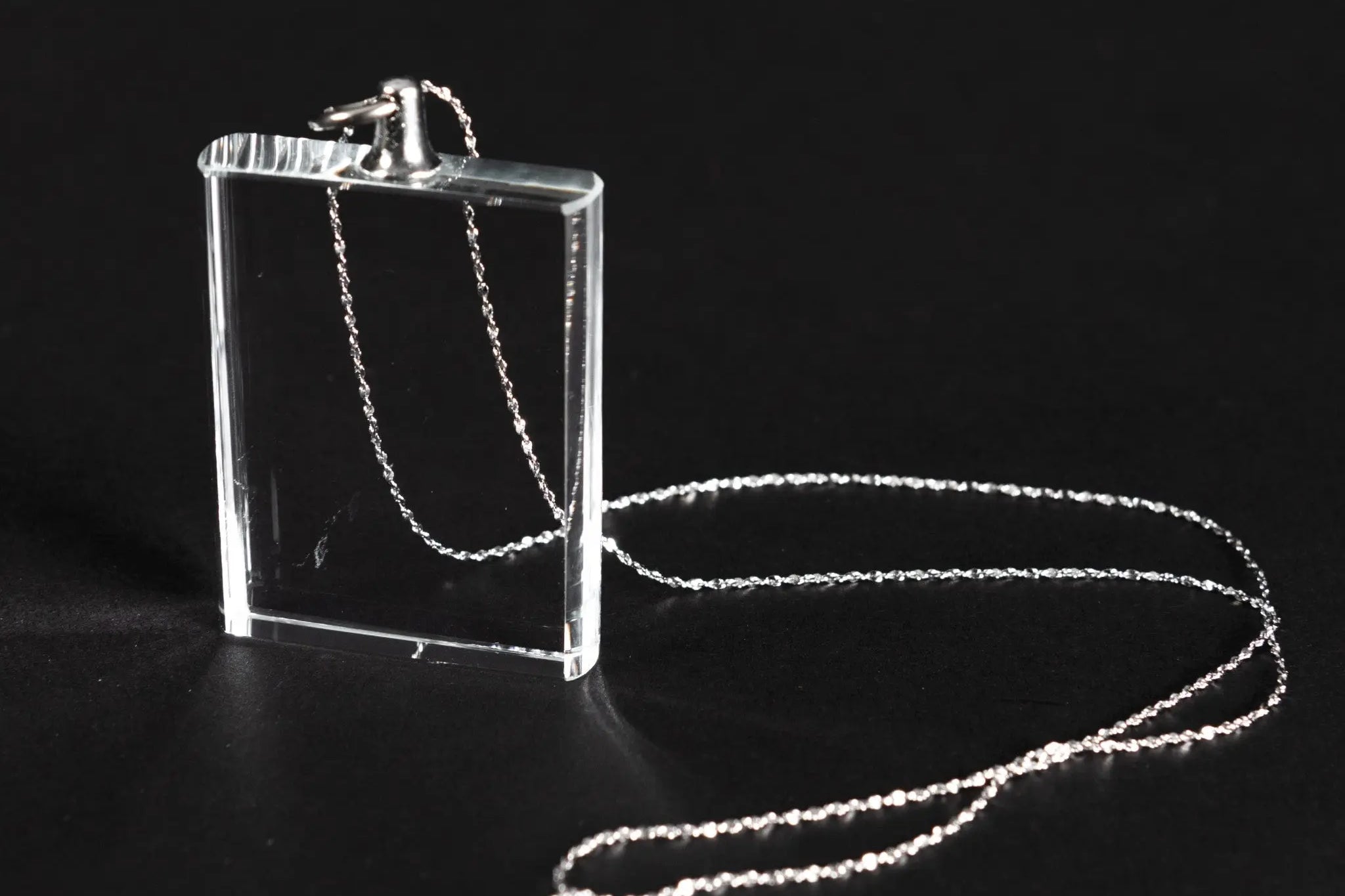 2D Crystal  Necklace with Silver Chain - Customised Crystal Photo Necklace - Forever-Always