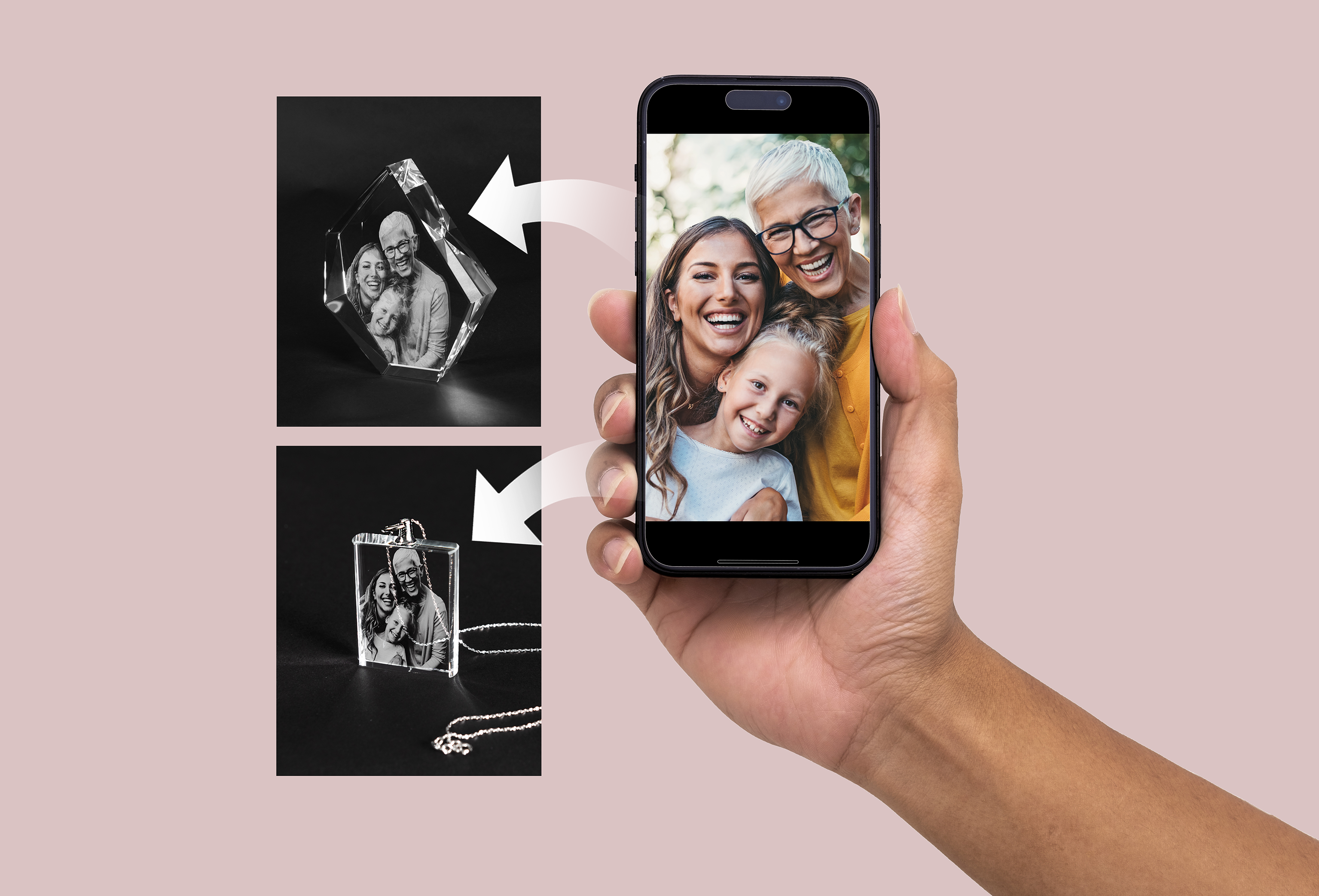 phone image to 3d crystals photo